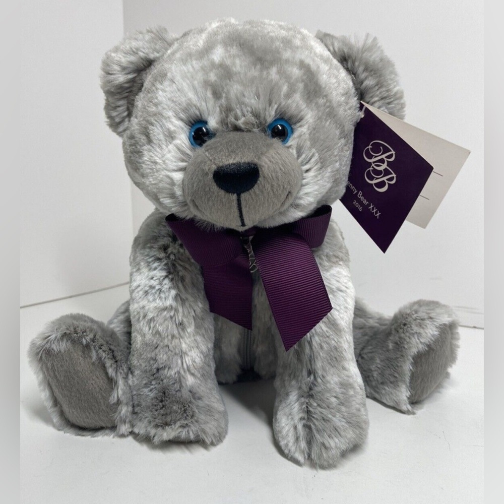 Ben Bridge Jewelers Plush Benny Bear XXX 2016 Zipper Gift Pouch Grey New w/ Tag